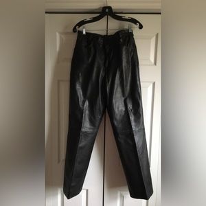 Ladies Bovines Black Leather Pants Size 10